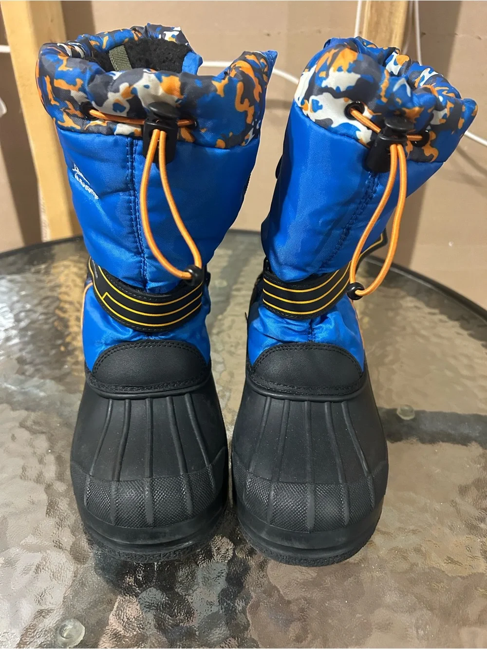 Kids Blue & Orange Snow Boots